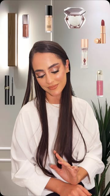 Makeup look with a selection of beauty products from the deer.girlll Instagram reel